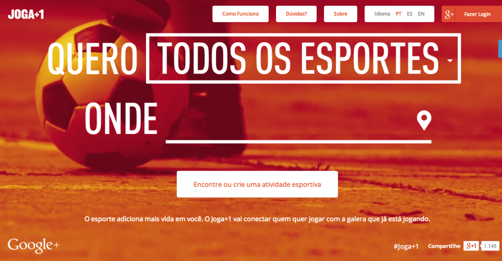 Joga +1 um projeto do Google para juntar esportistas