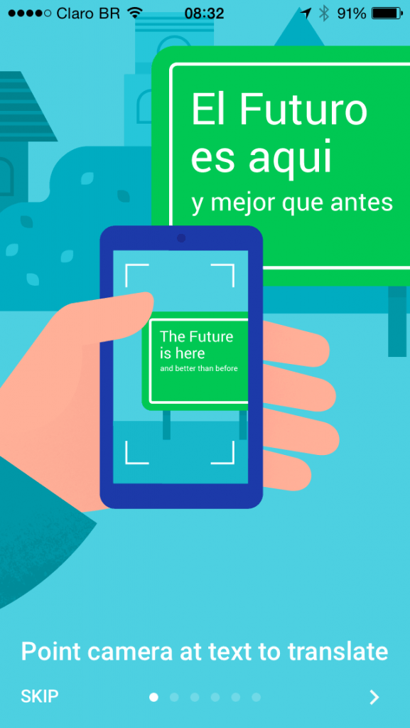 Tela do google tradutor para iOS demonstrando como usar o app