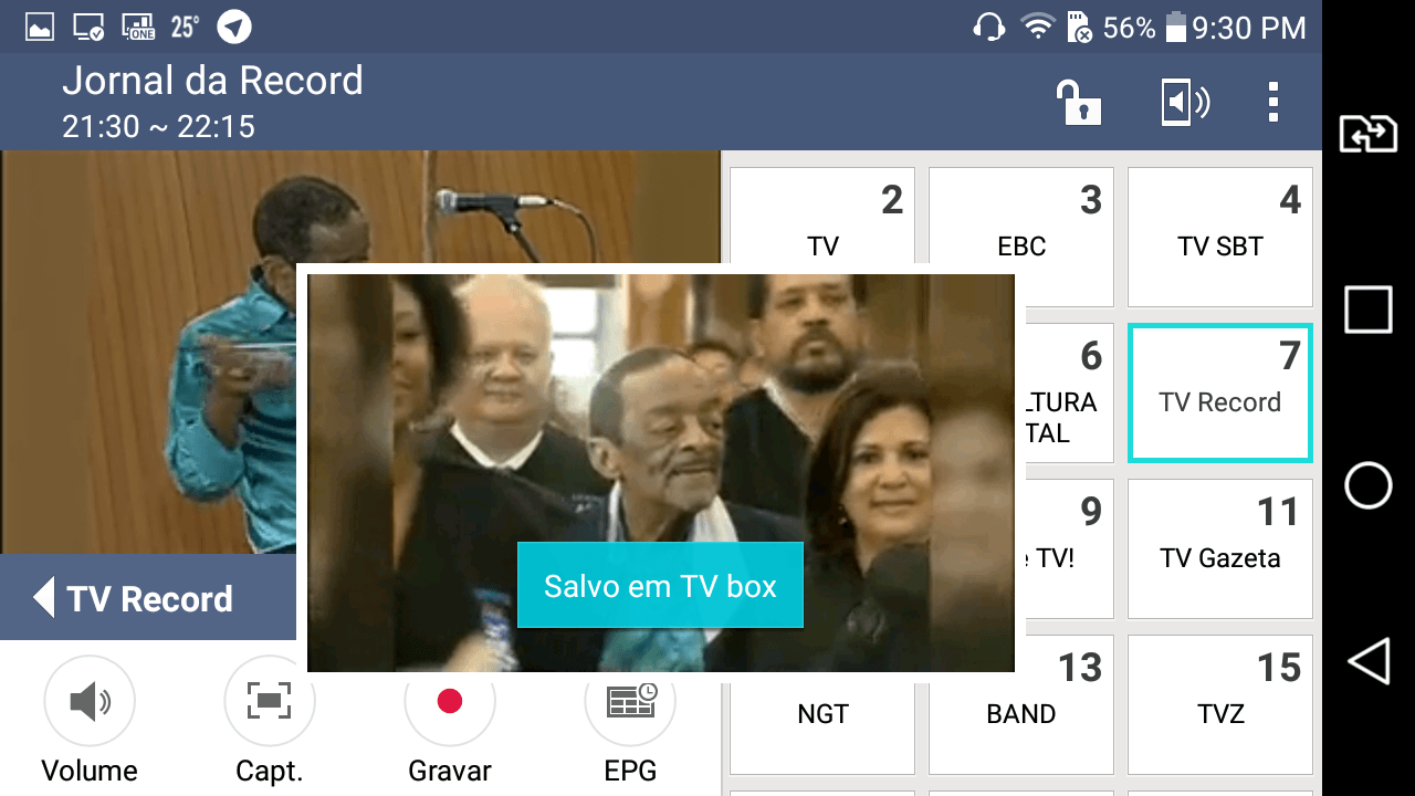 LG k10 permite uma captura de tela do programa assistido