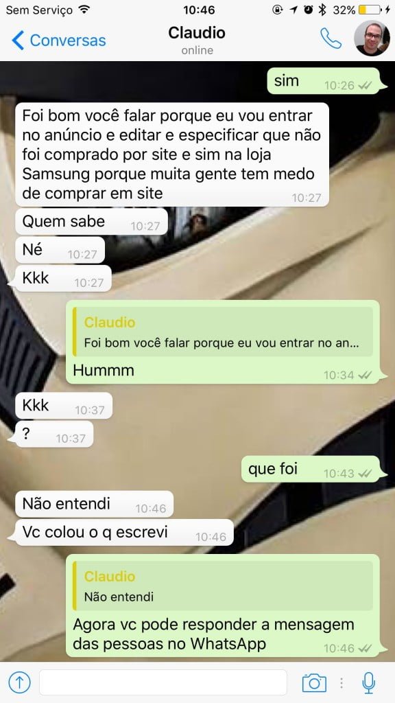 Respondendo dentro do WhatsApp
