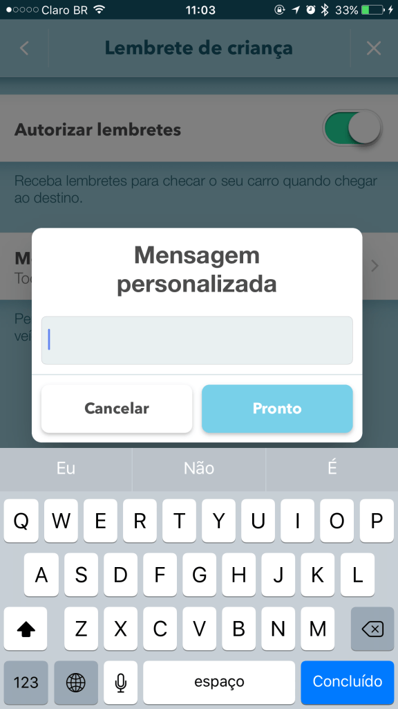 Mensagem personalizada para lembrete