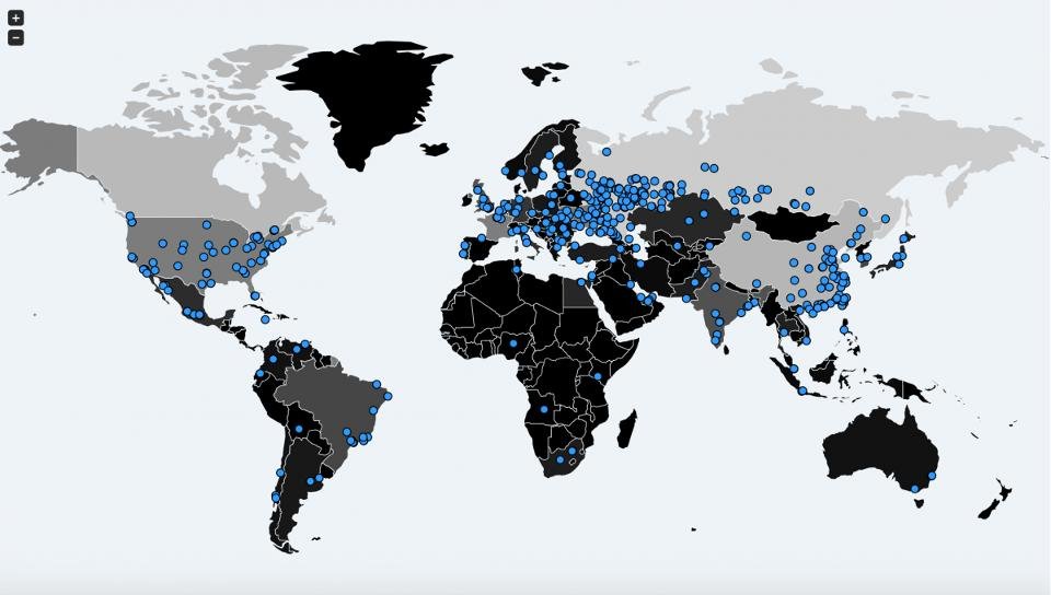 Alcance global do ransomware WannaCry (crédito: Forbes)