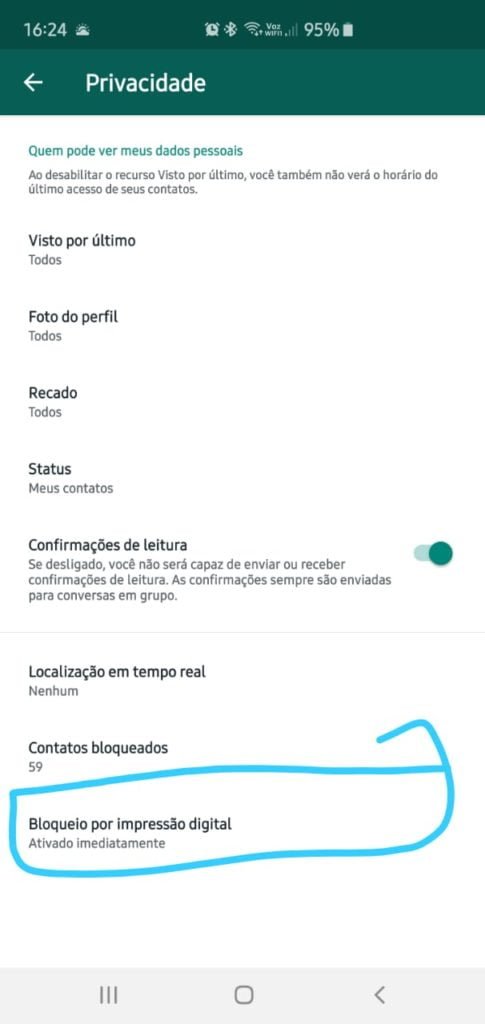 Bloqueio por impressão digital