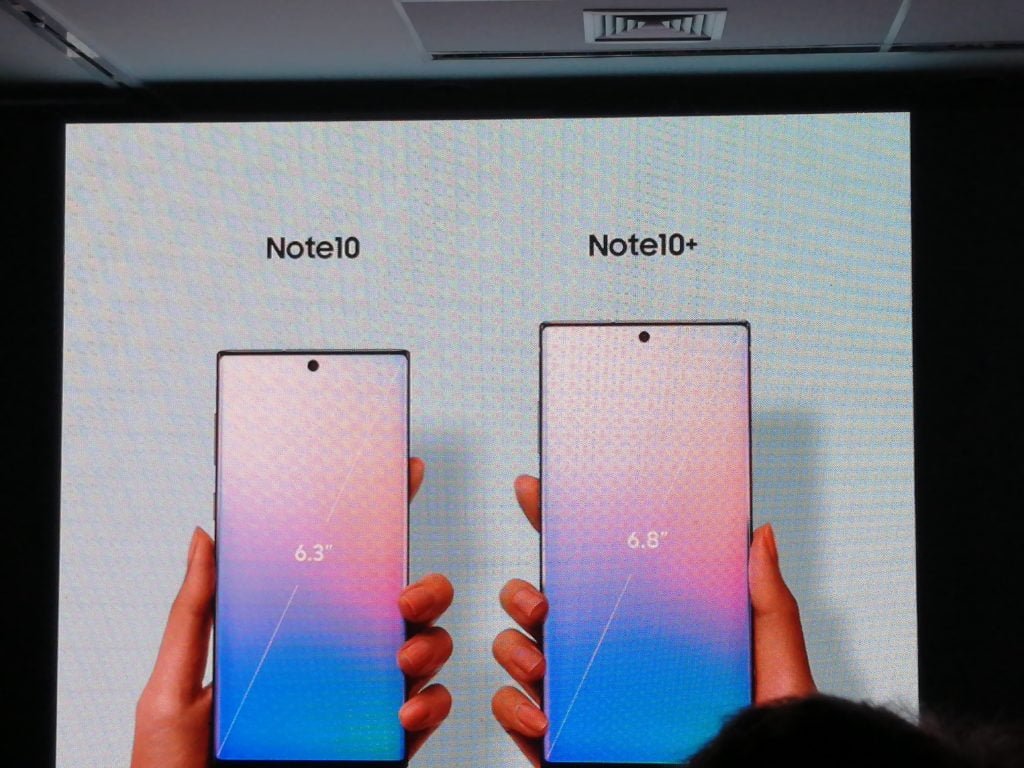 Diferença de telas da nova linha Galaxy Note 10