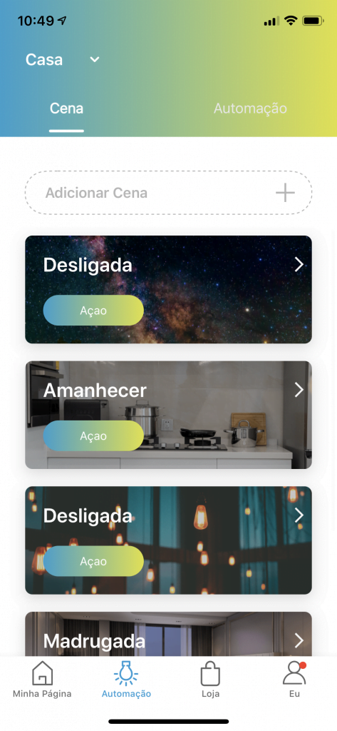 Smart Lâmpada configuração de cenas