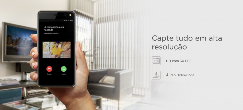 Smart Vídeo Porteiro Wi-Fi possui grau de proteção IP54 contra poeira e respingos de chuva