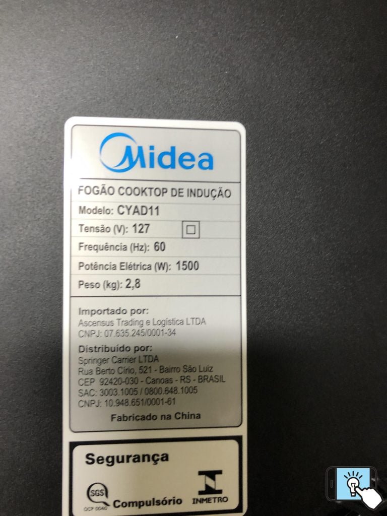 Cooktop de Indução Midea 1 boca