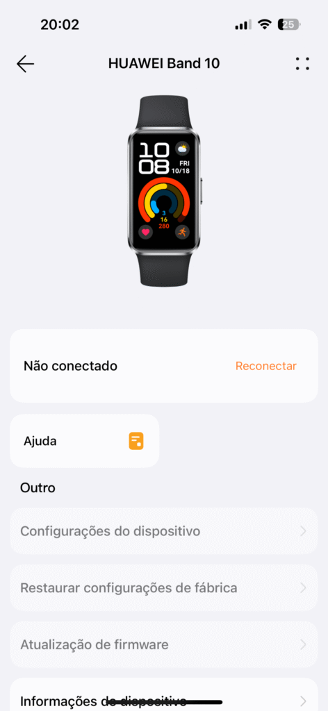 HUAWEI Band 10 permite personalização de mostrdores no seu APP