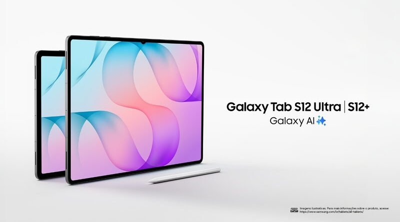 Galaxy Tab S12 Ultra e Galaxy Tab S12+ combinam tela ampla, design ultrafino e S Pen para diferentes experiências de produtividade | Imagem meramente ilustrativa